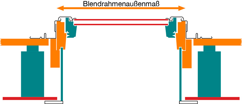 Diagramm der Außenmaße eines Dachfensters