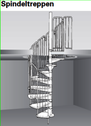 Skizze einer Spindeltreppe
