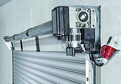 Nahaufnahme eines Rolltor-Mechanismus