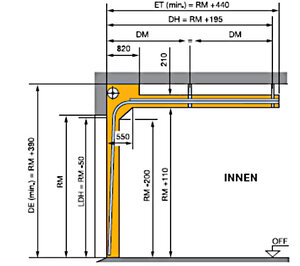 Skizze einer Torsionsfeder vorne und hinten