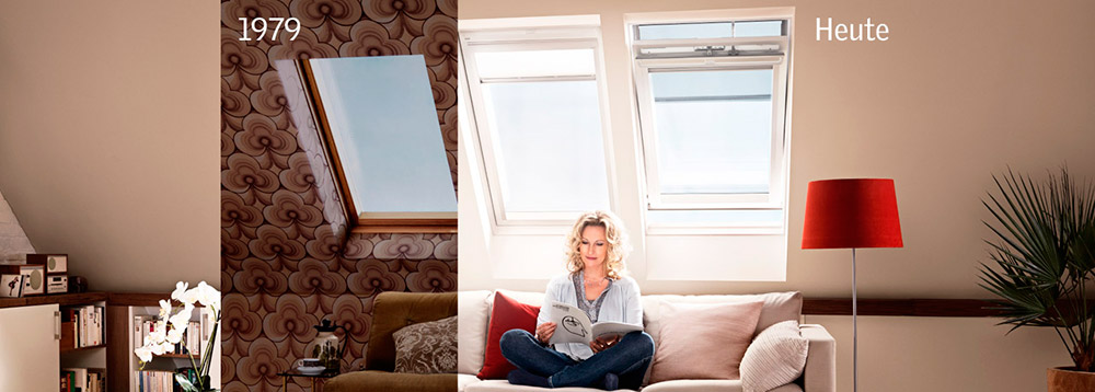 Verschiedene Ansichten von Dachfenstern mit Adapterrahmen