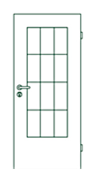 Skizze einer Tür mit Sprossenrahmen